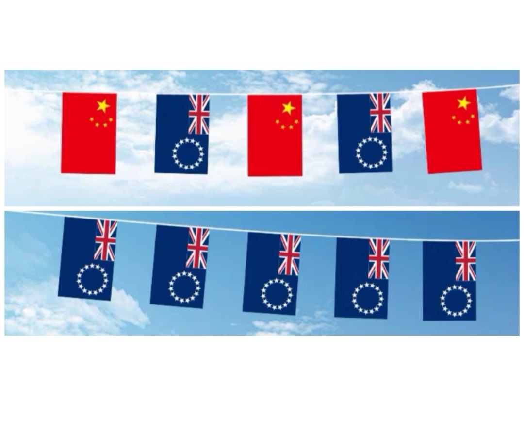 可开票5米8号库克群岛国旗串旗中国交叉串旗小旗子小国旗