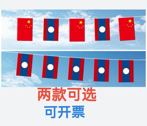 7米8号中国老挝国旗串旗道具挂旗吊旗装饰小旗子老挝小国旗