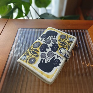 牧荑原创护照夹登机护照包便携旅行证件夹日本进口布料 猫