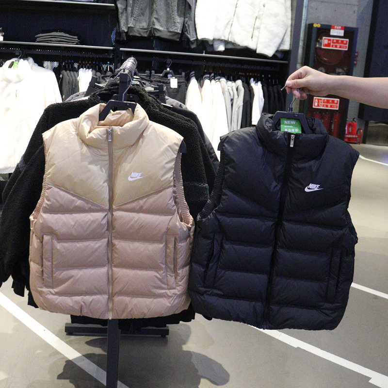 专柜正品NIKE耐克女子休闲运动拉链立领羽绒马甲背心 DQ6897-010