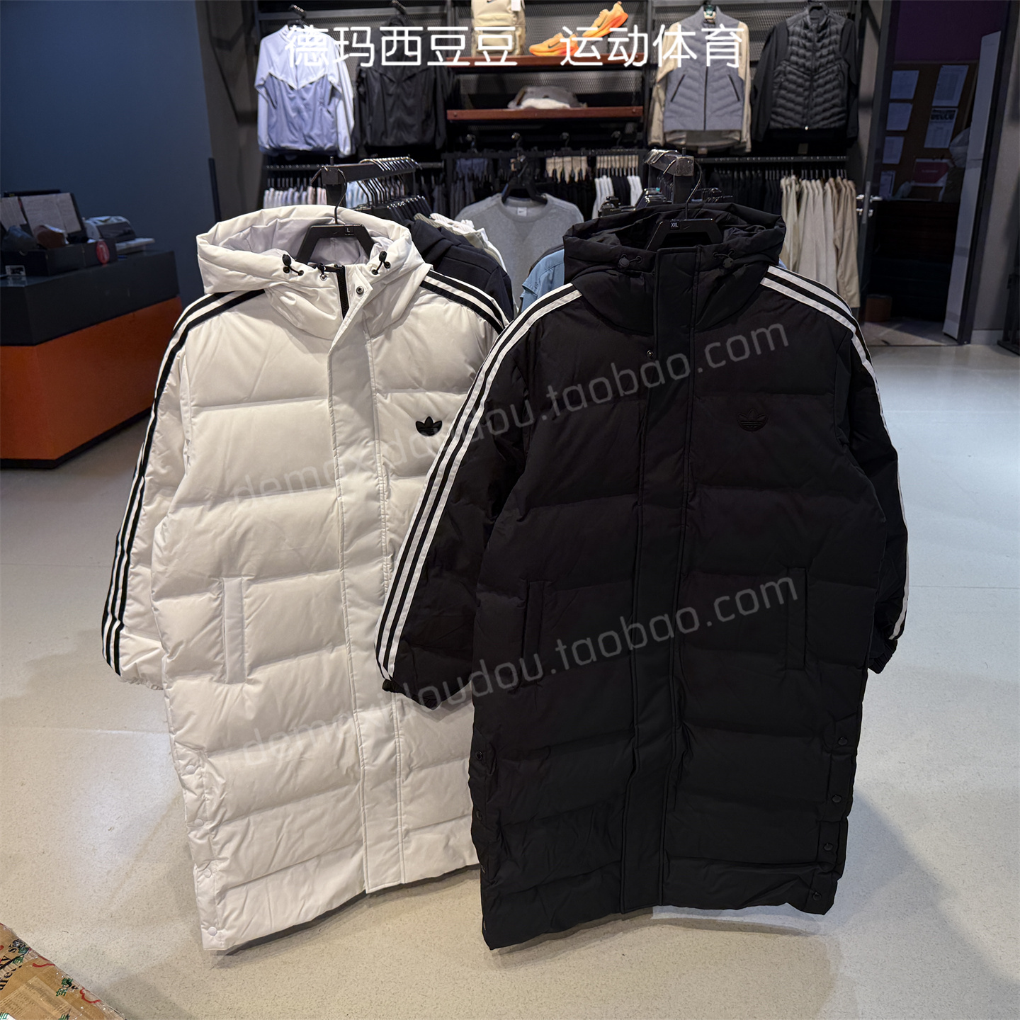 adidas三叶草男子羽绒服长款鸭绒外套保暖JD3749 JJ4968 JD3750