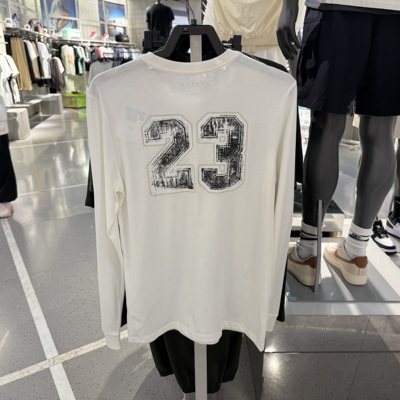 耐克男装2025秋季款Jordan 23印花刺绣纯棉圆领长袖T恤IM3387-133