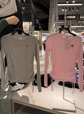 专柜正品Nike耐克女子罗纹长袖短款上衣春季新款刺绣贴片 HV8728