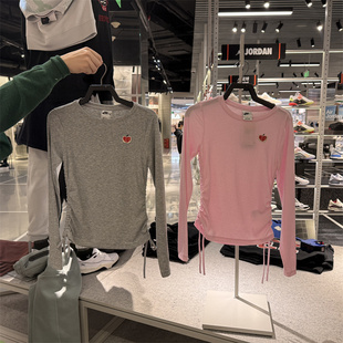 刺绣贴片 专柜正品 HV8728 新款 上衣春季 Nike耐克女子罗纹长袖 短款