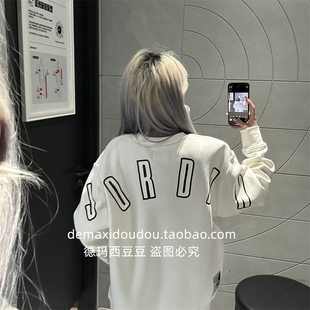 专柜正品air jordan加绒背标字母圆领套头衫卫衣外套 FB7020