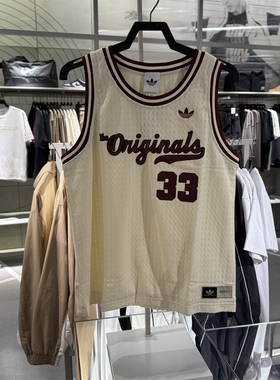 Adidas三叶草男女款时尚印花宽松圆领运动背心JM9954 JM9953