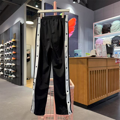 专柜正品三叶草ADIDAS阿迪达斯女侧开纽扣宽松直筒运动裤 IB5924