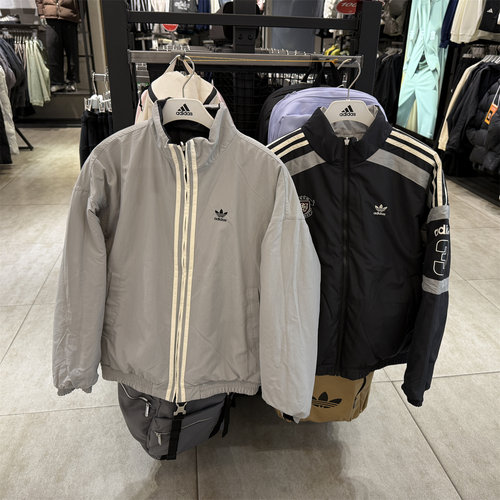 adidas阿迪达斯三叶草男运动休闲双面穿立领棉服外套KC0093KC0094