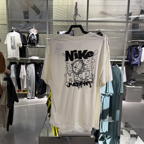专柜耐克NIKE男休闲篮球系列运动背标印花圆领短袖T恤 IH2473-133