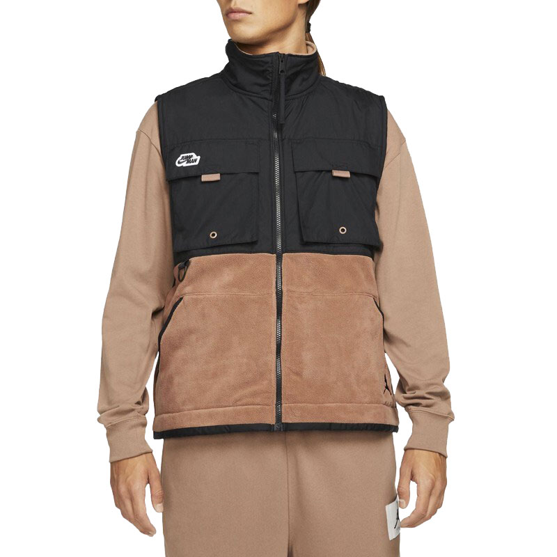 Nike Jordan LOGO工装多口袋拼接抓绒保暖运动休闲马甲DC9662-010