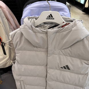 阿迪达斯男女同款保暖马甲连帽简约百搭防风羽绒背心KH3995 3996