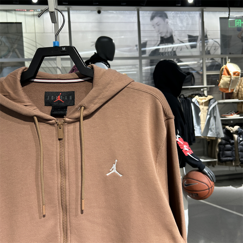 JORDAN外套男刺绣logo针织运动休闲连帽长袖夹克 FV7292-010-091