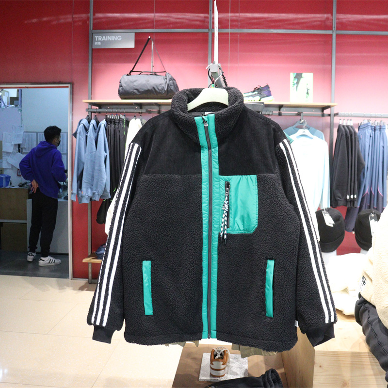 Adidas男NEO休闲羊羔绒立领外套