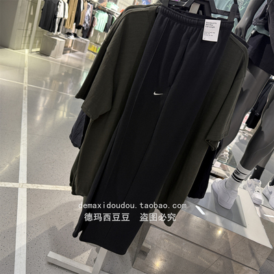 耐克女子运动卫裤针织宽松透气运动休闲阔腿长裤 HF6459-010-104