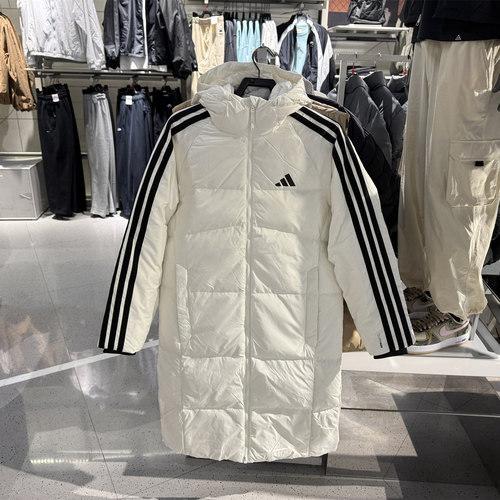 阿迪达斯男子拒水防风保暖休闲600蓬连帽长款羽绒服KC2497 KC2498