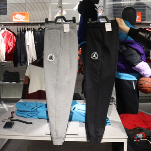 专柜正品AIR JORDAN男飞人印花加绒休闲运动收脚长裤 DV7597