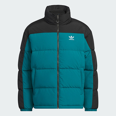 阿迪达斯三叶草2025款男女运动立领拼色羽绒服外套 KS6082 KS6081