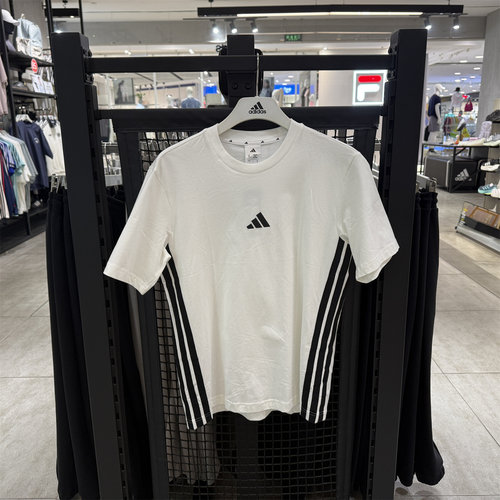 adidas阿迪达斯男上衣2026新款运动休闲小LOGO圆领短袖T恤JE6388