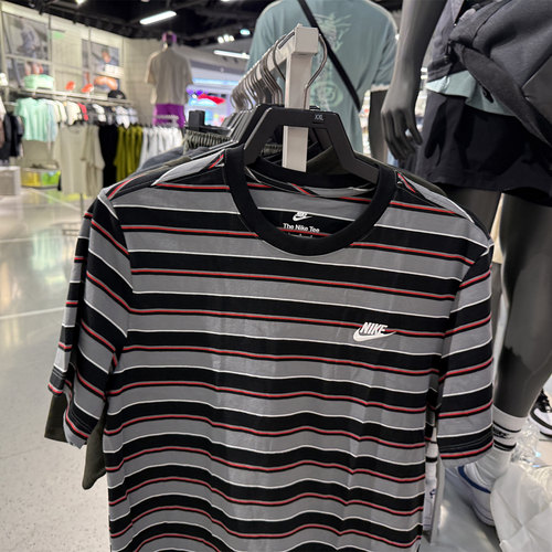 NIKE耐克男子AS M NSWCLUB STRIPE运动休闲短袖T恤HJ0551-011