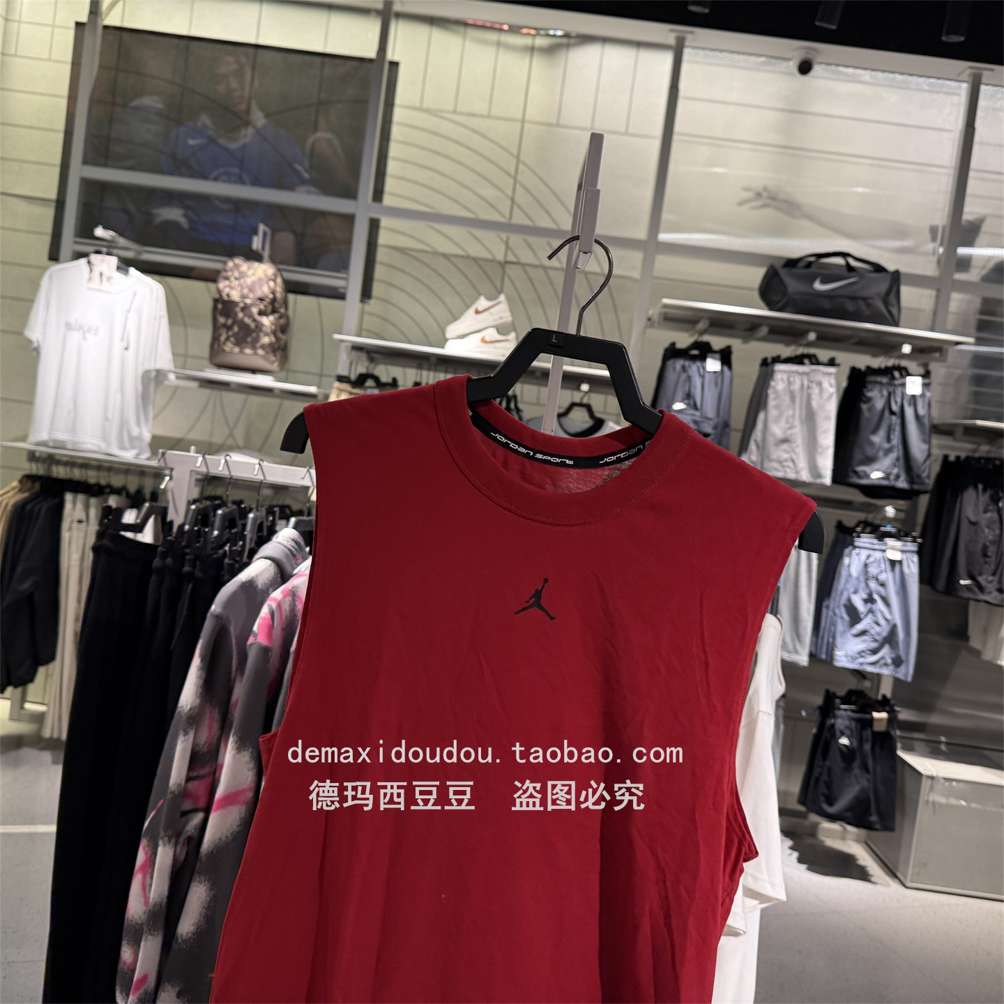 专柜正品Jordan乔丹男速干夏季新款运动开衩无袖上衣 FN5857-687