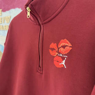 正品JORDAN女子新年款飞人卫衣刺绣小标加绒保暖套头衫IR0110-677