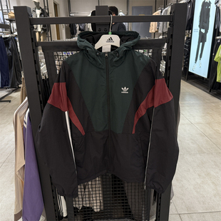 阿迪达斯三叶草外套男2025新款休闲时尚拼色连帽外套KC3125 3126