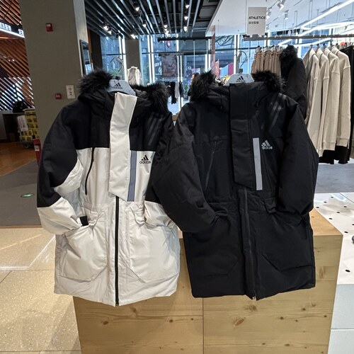 adidas毛领男中长款羽绒服