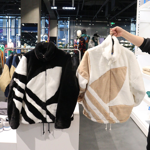 三叶草男女仿貂绒夹克外套