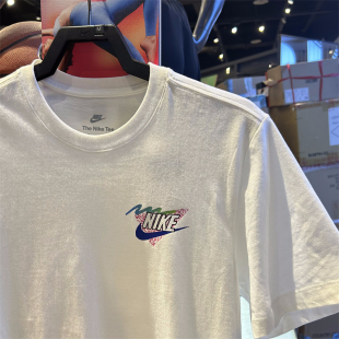 FD6637 100 训练运动休闲宽松纯棉圆领白色短袖 NIKE耐克t恤男夏季