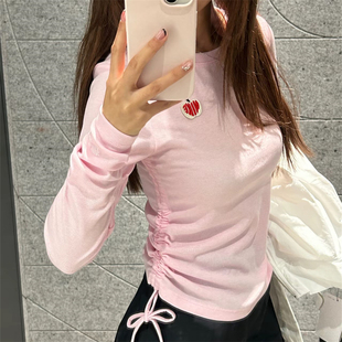 专柜正品 短款 T恤HV8728 663 Nike耐克女透气运动休闲针织罗纹长袖