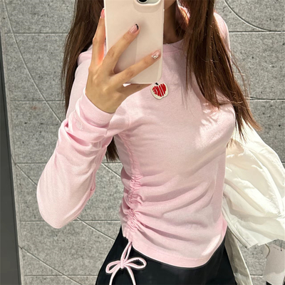 专柜正品Nike耐克女透气运动休闲针织罗纹长袖短款T恤HV8728-663