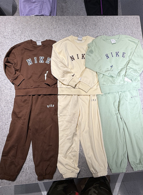 包邮【特价】NIKE男女童加绒冬季圆领上衣和长裤套装休闲FZ9923