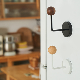 实木铁艺创意磁吸挂钩磁铁磁性冰箱进门玄关柜吸铁石免打孔吊钩