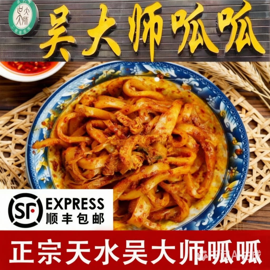 顺丰包邮甘肃天水特产吴大师呱呱面皮擀面皮真空装开袋即食黄面皮 - 实物图