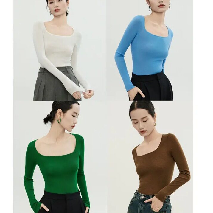 60支扬子纱岛精无缝一体100%美利奴羊毛打底衫方领长袖毛衣针织衫,女装/女士精品,羊绒衫,淘宝优惠券,粉丝福利购,淘宝优惠卷