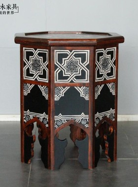 东南亚风格实木摆设角几泰式家具ST141摩洛哥手绘沙发边几角几