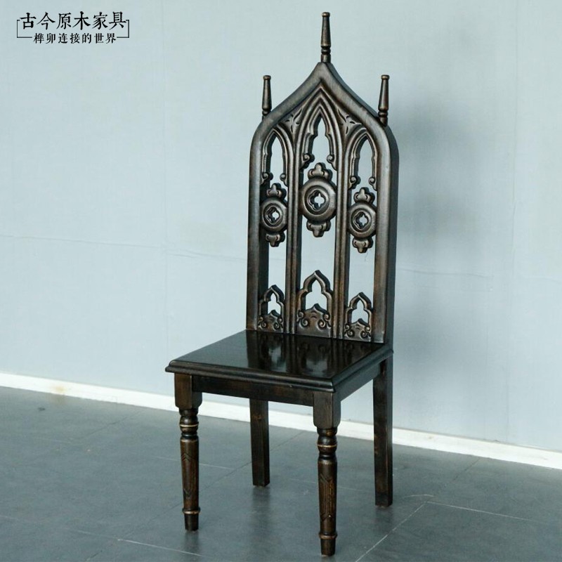 东南亚会所古今原木泰式风格餐椅