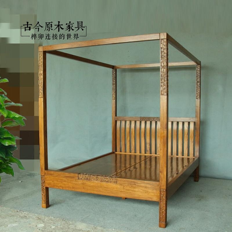 Buddhist mood New Chinese Style 15 solid wood Canopy Bed Babu bed Ancient Log BD272 Old Elm Valance Four-poster bedin the Residential furniture , Beds , Babu bed/Canopy Bed  category - from Buy2taobao.com to provide professional Taobao agent buy service