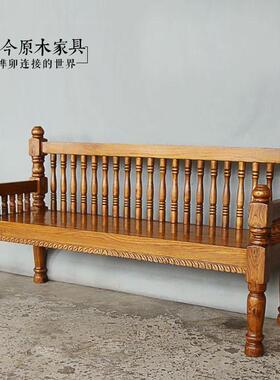东南亚风格实木椅美式休闲长椅古今原木CH347小户型泰式榆木沙发