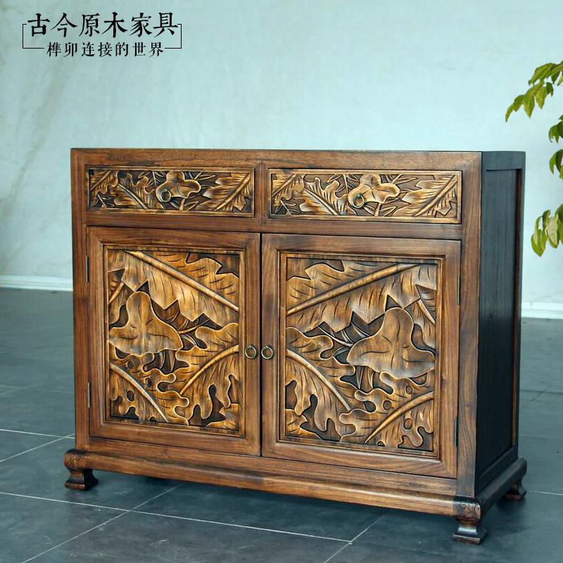 东南亚风格泰式实木鞋柜装饰柜CB456-8中式榆木雕花隔断柜玄关柜