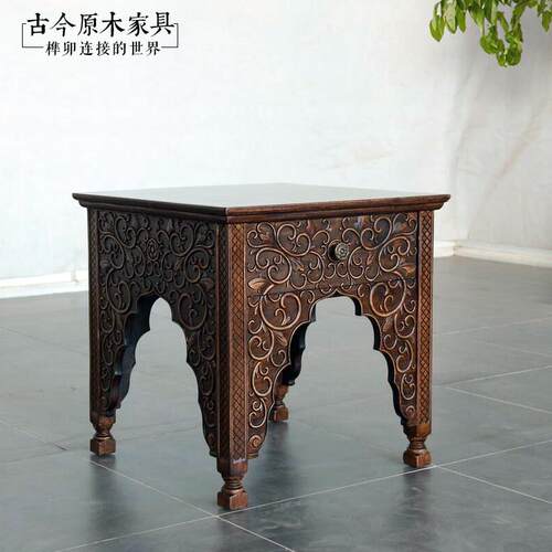 东南亚风格家具实木沙发边几原木