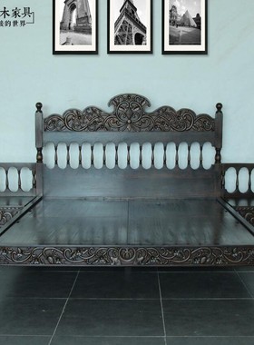 东南亚风格实木床波西米亚复古床BD278泰式摩洛哥榆木1.8米双人床