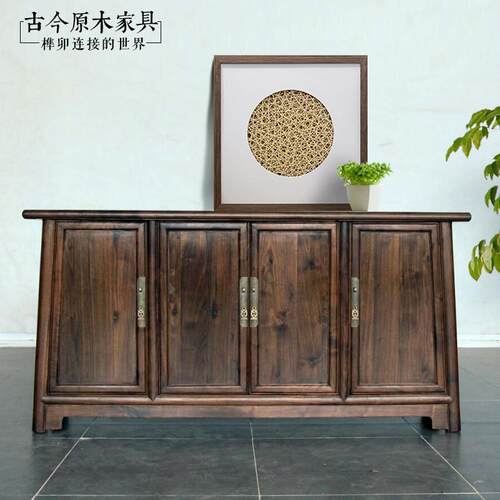 新中式实木储物玄关柜黑胡桃木