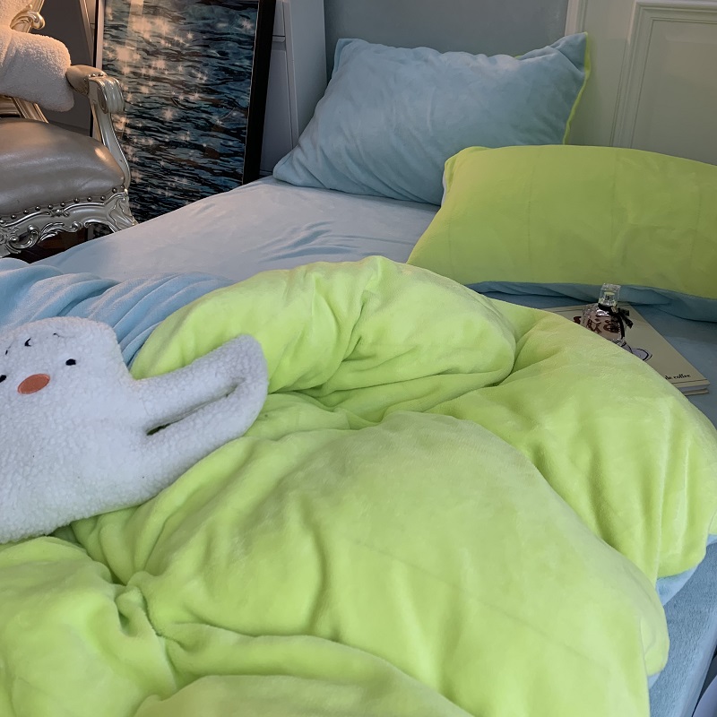 小清新果绿色被套牛奶绒