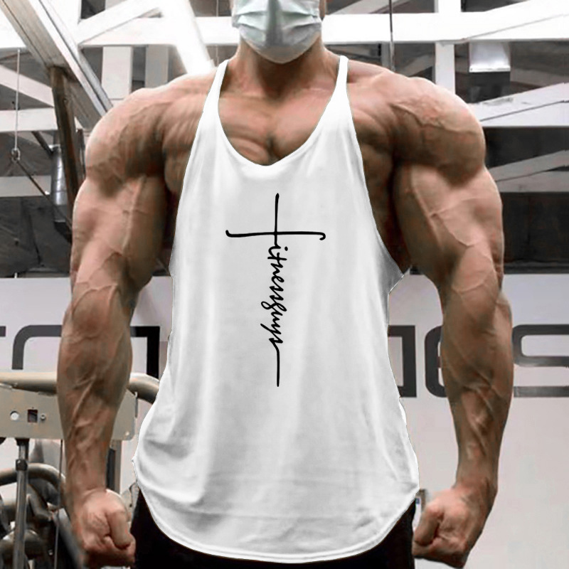 男士健身背心夏季细肩带打底衫美式宽松工字背纯棉肌肉男健身房潮