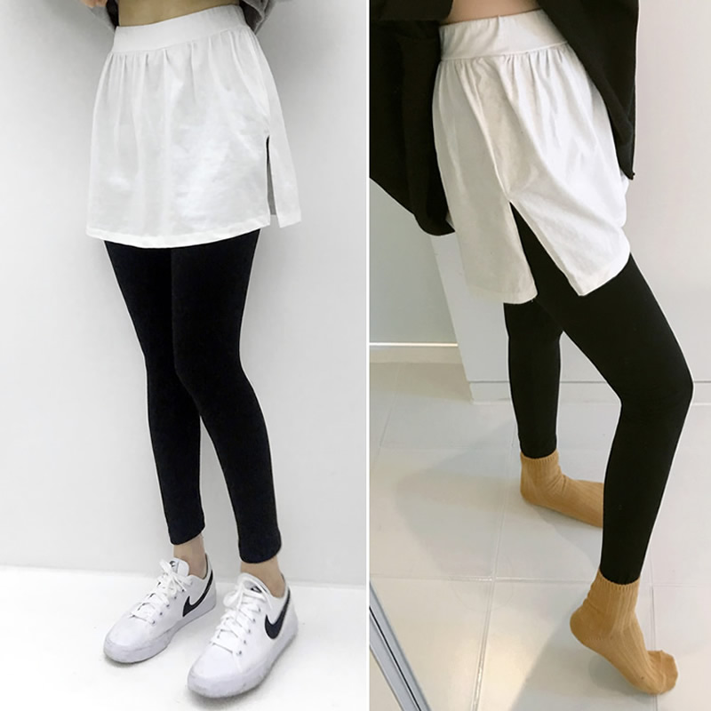 秋冬新款卫衣打底裤女外穿假两件加绒纯棉弹力厚款百搭保暖不起球