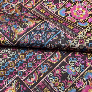 复古花纹汉服面料手工织锦缎提花布料民族风服装制作