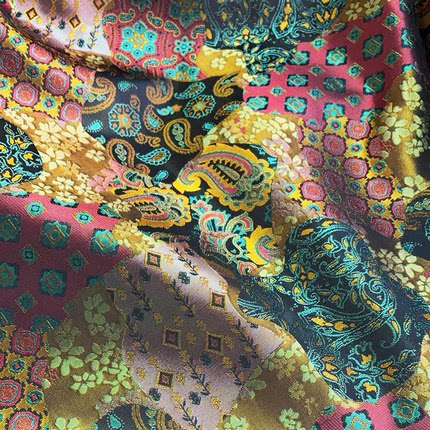 一路繁花织锦缎汉服面料唐装旗袍服装布料古风装饰外套上衣