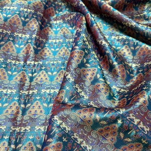 火树银花蜀锦汉服面料织锦国风古风马面裙中式旗袍马甲连衣裙华服