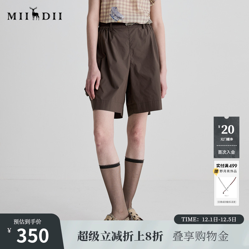 宽松工装短裤，棉质骨感，松紧腰头